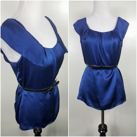 Banana Republic Royal Blue 100% Silk Blouse - Picture 1 of 8